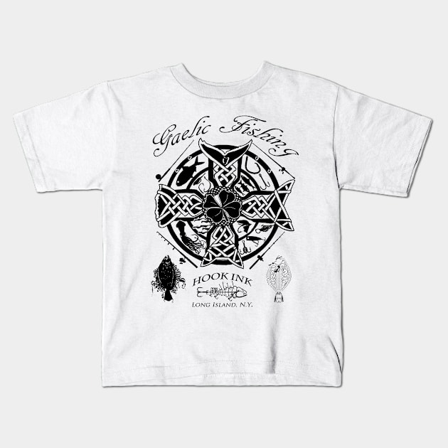 Gaelic fishing hook ink Kids T-Shirt by Hook Ink